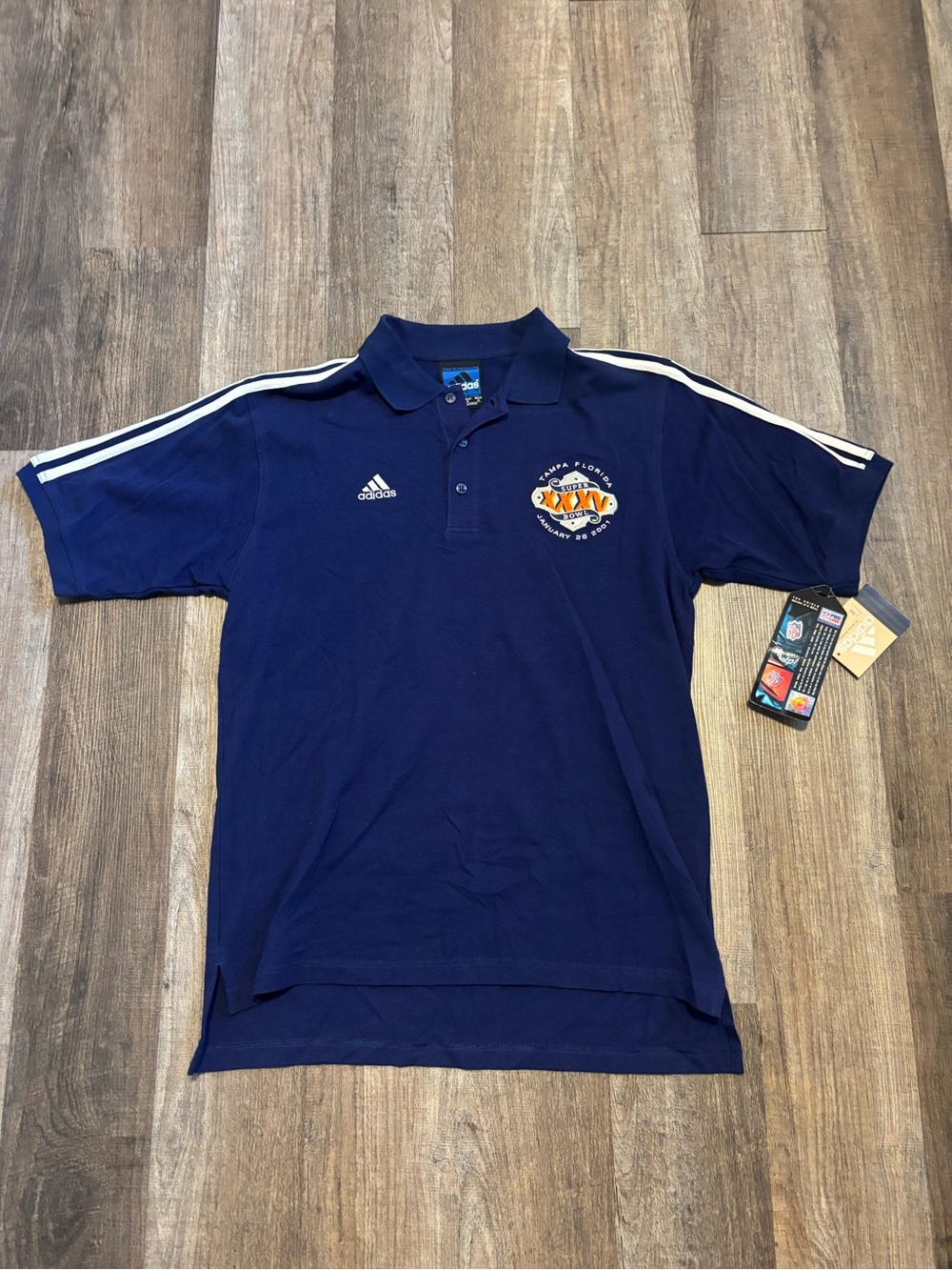 Vintage Adidas 2001 Super Bowl Tampa Bay Polo Shirt NEW WITH TAGS